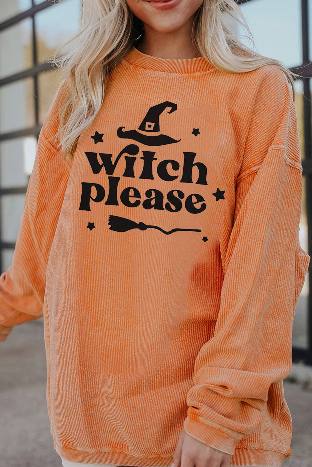 Halloweem WITCH PLEASE Graphic Dropped Shoulder Sweatshirt