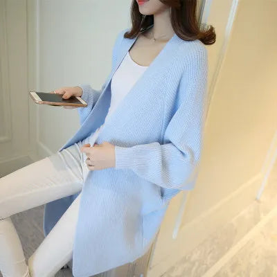 Cupid Beauty Supplies Cupid Beauty Supplies Light blue / XXXL 2023 Long Cardigan Women Sweater Autumn Winter Bat Sleeve Knitted Sweater Femme Jacket Loose Ladies Sweaters Cardigans New