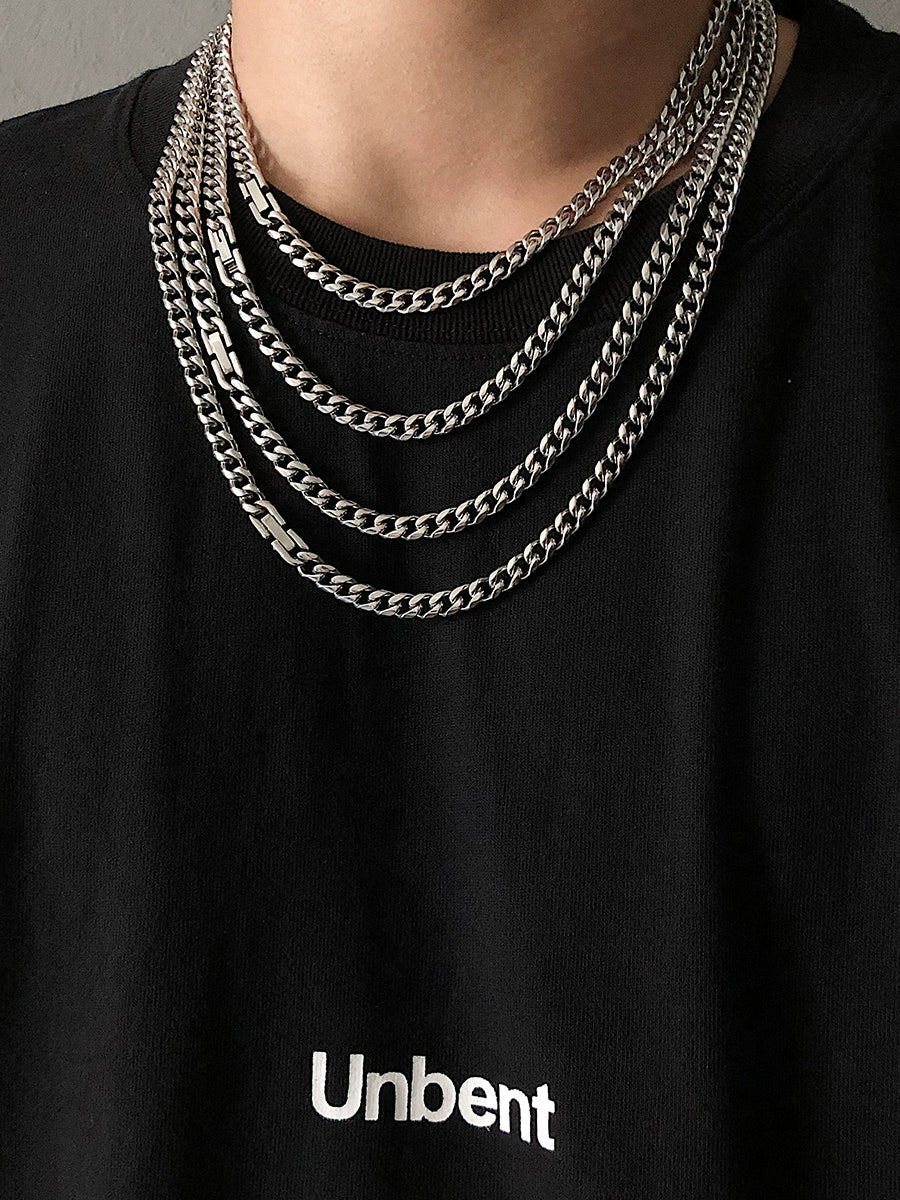 Saz Original Retro Hong Kong Style Trendy Brand Men's Titanium Steel Necklace