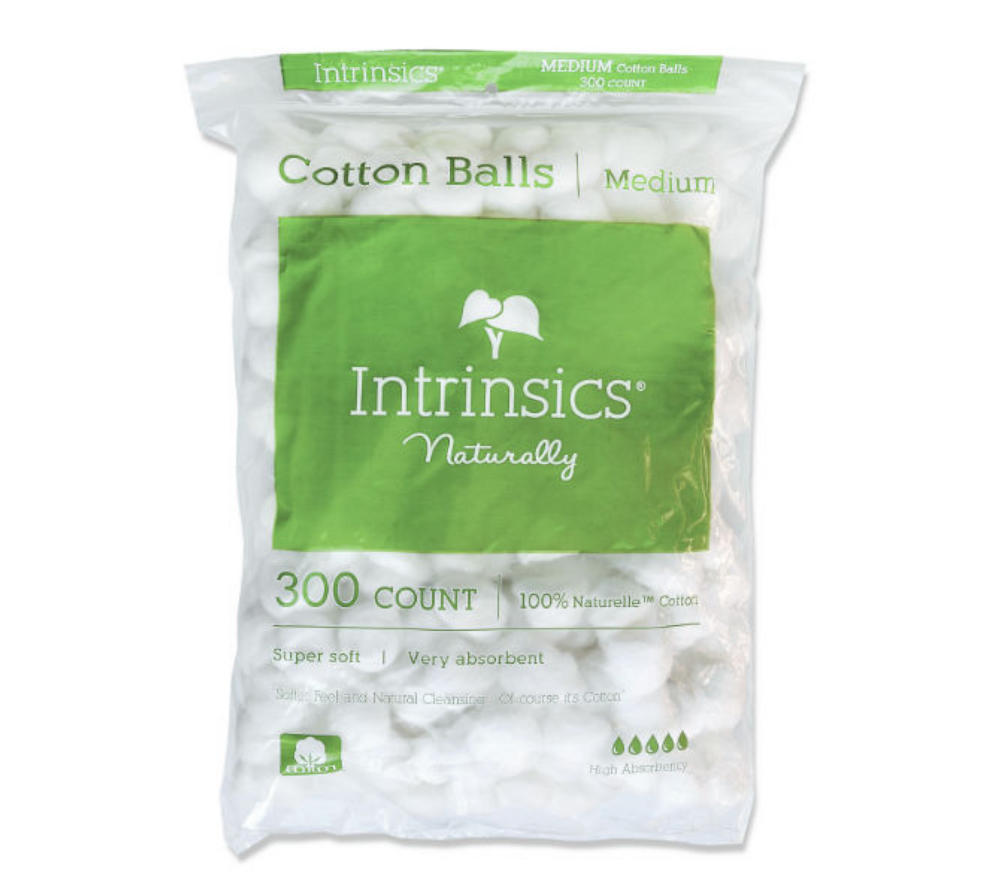 Intrinsics Medium-Size 100% Cotton Balls, 300 Count