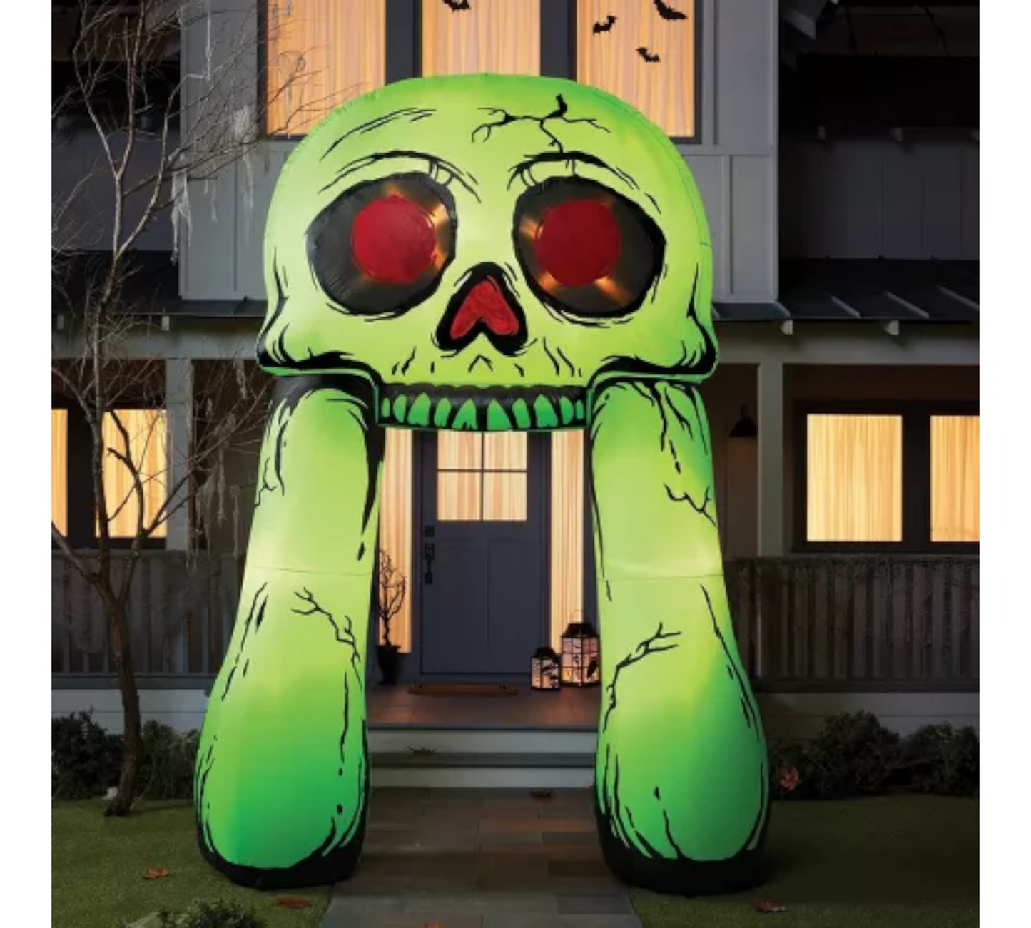 11' LED Skull Archway Inflatable Halloween Projection Decoration Green - Hyde & EEK! Boutique