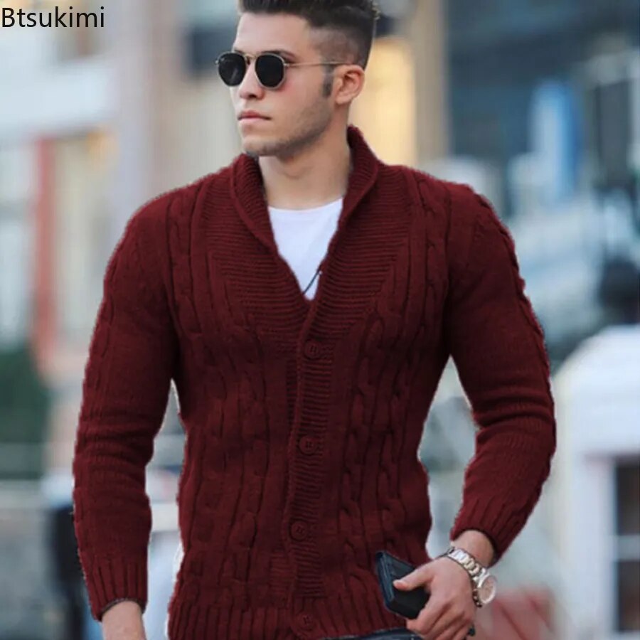 Men's Warm Knitted Cardigan for Autumn/Winter