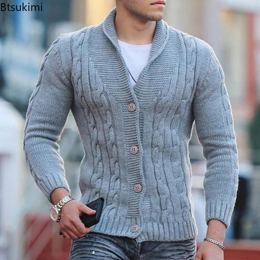 Men's Warm Knitted Cardigan for Autumn/Winter