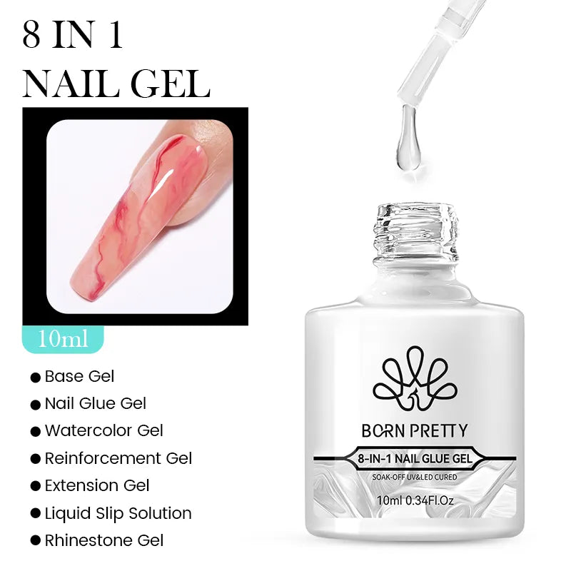 Cupid Beauty Supplies Cupid Beauty Supplies 8 In 1 Glue Gel Gel Nail Polish Born Pretty 15ml Dehydrator Gel Polish - No UV/LED Needed