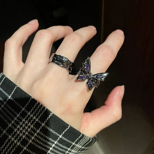 Dark Style Butterfly Zirconia Ring - Trendy Party Gift