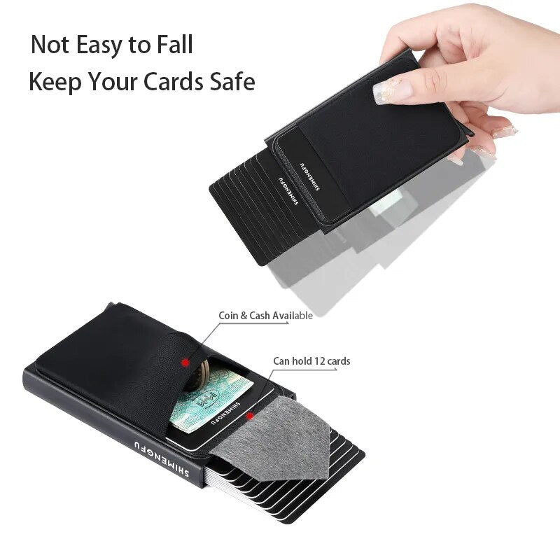 RFID Slim Aluminum Wallet with Elastic Back Pouch