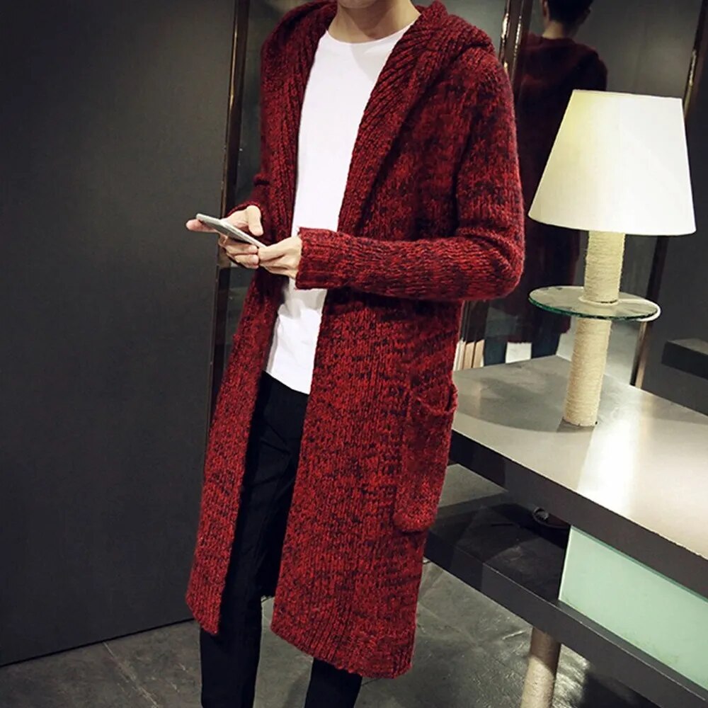 Korean Fashion Men's Hooded Cardigan Sweater Coat