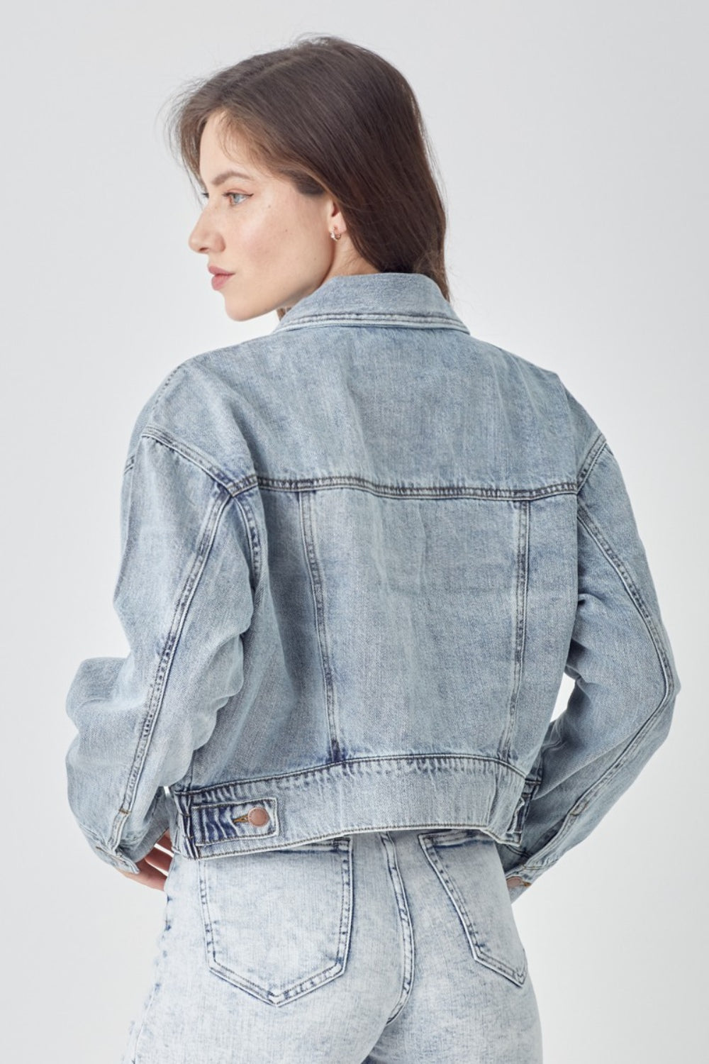 Women’s Cropped Denim Jacket, Button Down