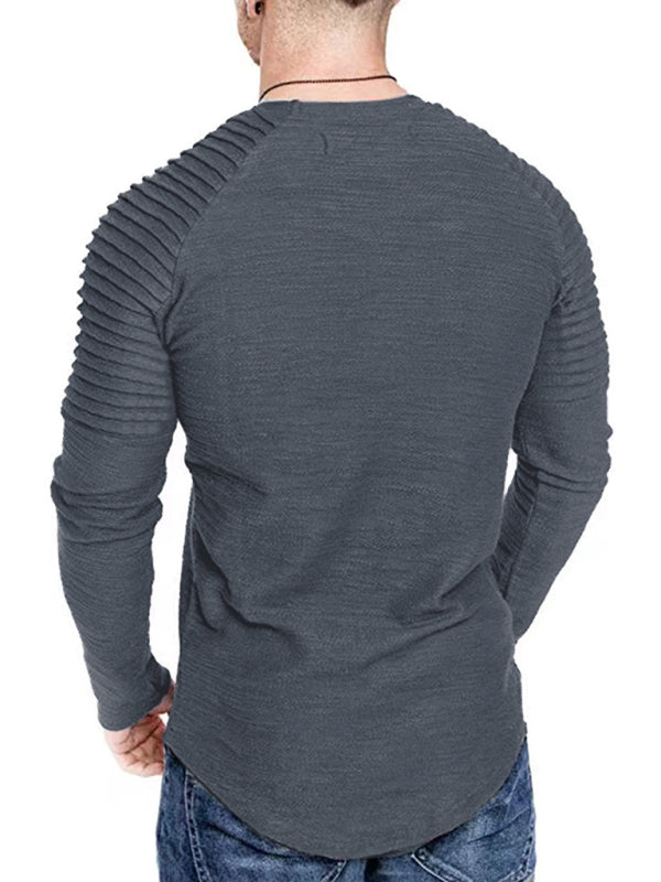 Men's Long Sleeve Muscle Fit T-Shirt | Gym Workout Athletic Tee