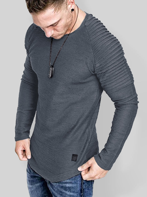 Men's Long Sleeve Muscle Fit T-Shirt | Gym Workout Athletic Tee