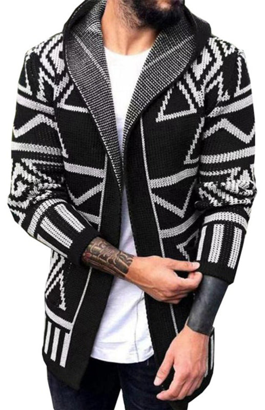 Autumn And Winter Models Cardigan Sweater In The Long Jacquard Knitwear Jacket