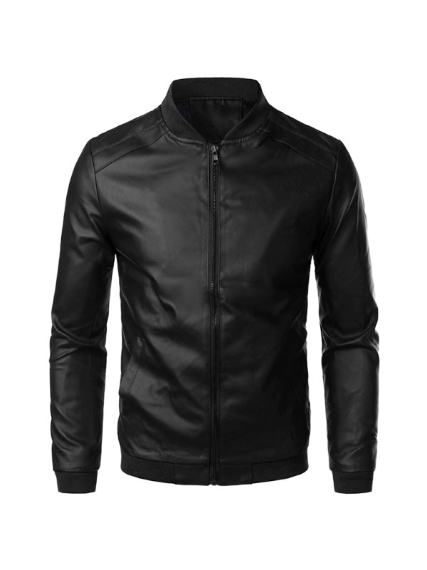 Men's Leather Jacket Spring Autumn Casual Lightweight Zip Jacket Softshell Jacket