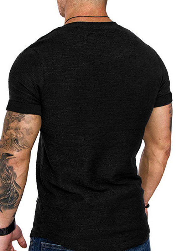 Men's Solid Color Bamboo Cotton Round Neck T-Shirt, Short-Sleeved