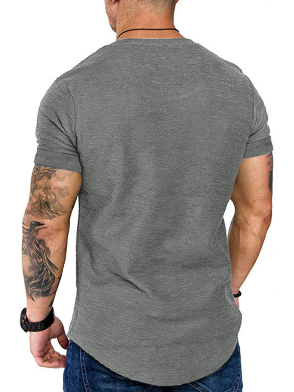 Men's Solid Color Bamboo Cotton Round Neck T-Shirt, Short-Sleeved