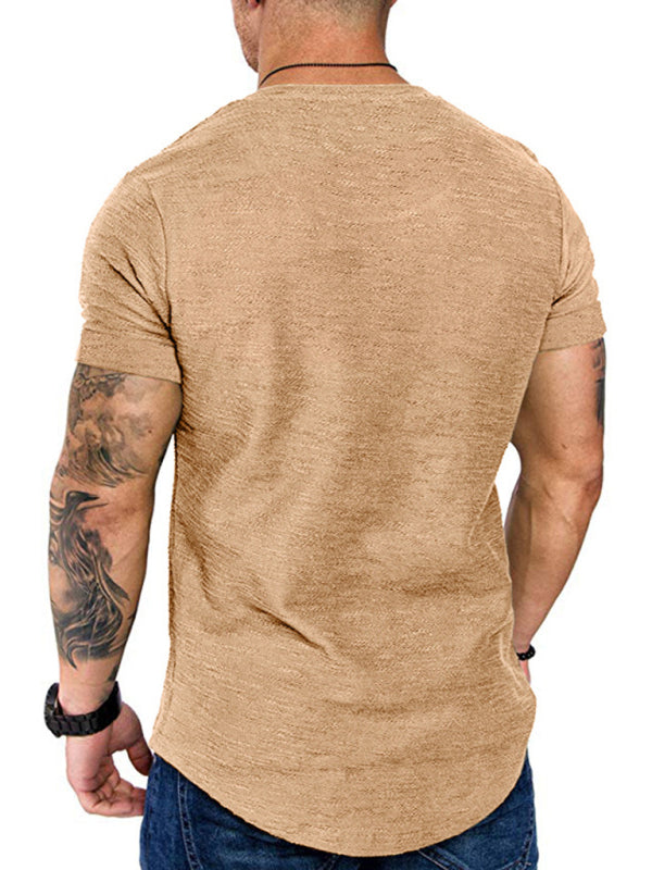 Men's Solid Color Bamboo Cotton Round Neck T-Shirt, Short-Sleeved