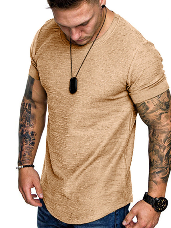 Men's Solid Color Bamboo Cotton Round Neck T-Shirt, Short-Sleeved