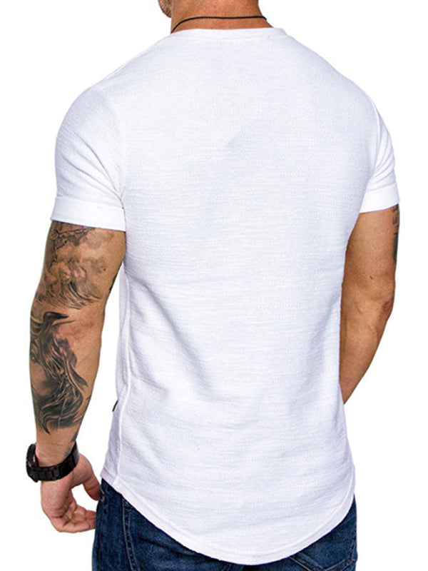 Men's Solid Color Bamboo Cotton Round Neck T-Shirt, Short-Sleeved