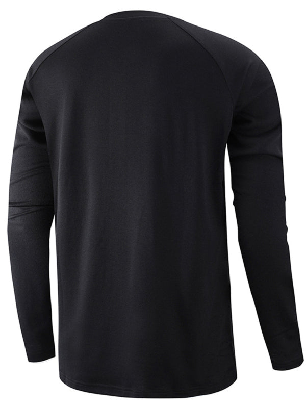 Men's Knitted Round Neck Button Long Sleeve T-Shirt