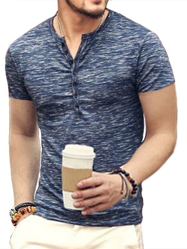 Men's Summer Slim Fit Short Sleeve Henley T-Shirt