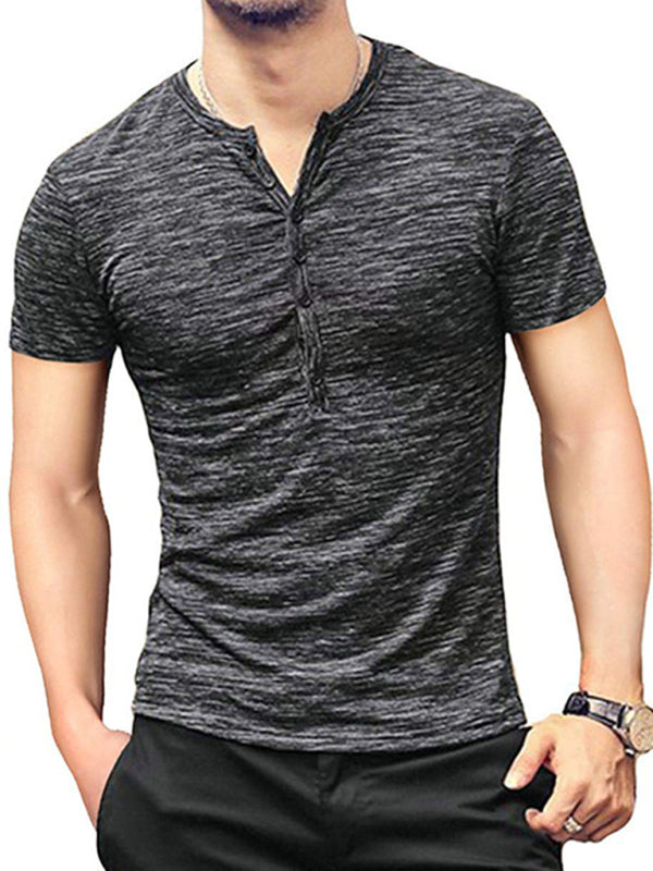 Men's Summer Slim Fit Short Sleeve Henley T-Shirt