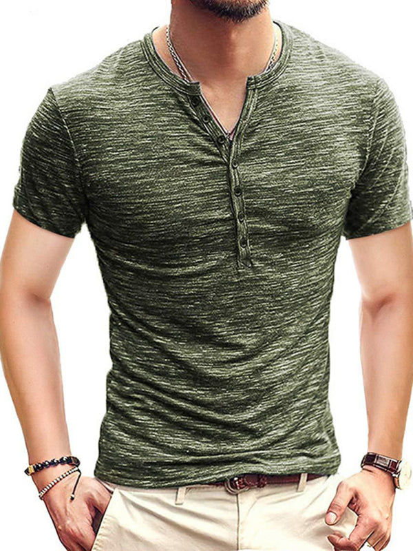 Men's Summer Slim Fit Short Sleeve Henley T-Shirt