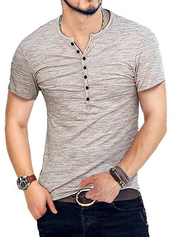 Men's Summer Slim Fit Short Sleeve Henley T-Shirt