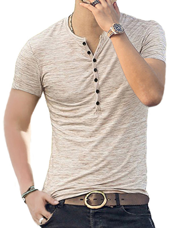 Men's Summer Slim Fit Short Sleeve Henley T-Shirt