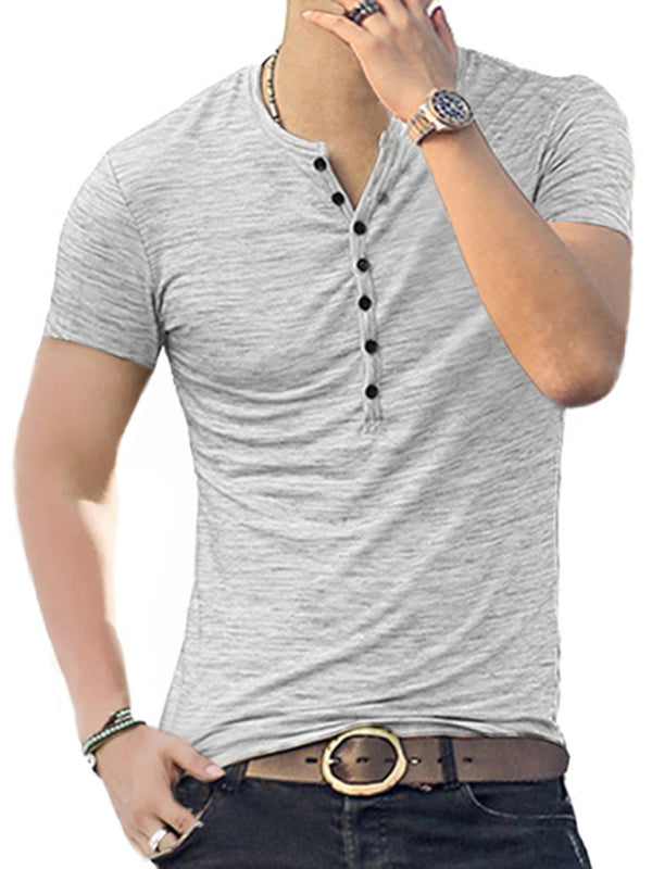 Men's Summer Slim Fit Short Sleeve Henley T-Shirt