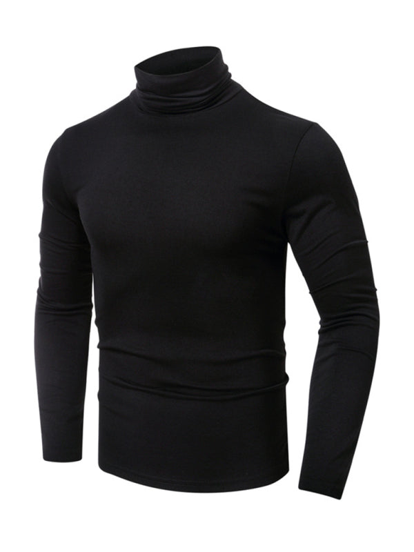 Men's long-sleeved solid color turtleneck bottoming T-shirt top