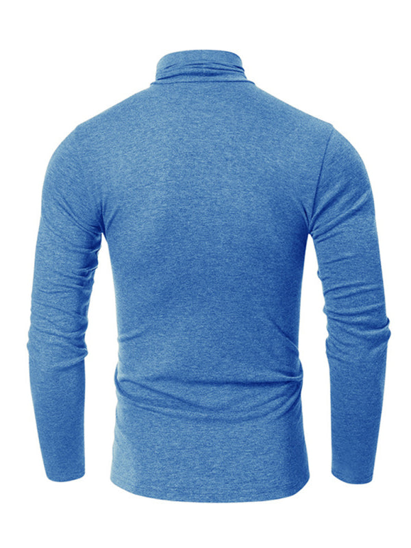 Men's long-sleeved solid color turtleneck bottoming T-shirt top