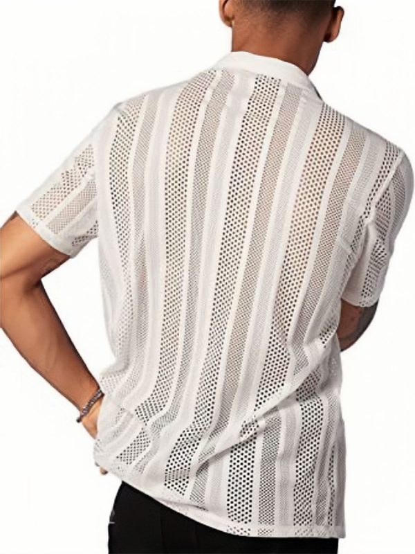 Street Casual Button Knitted Short Sleeve Shirt