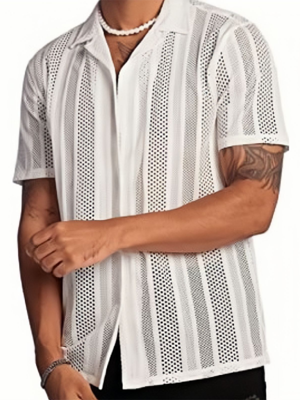 Street Casual Button Knitted Short Sleeve Shirt