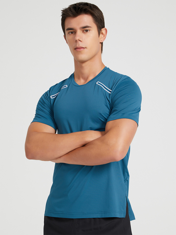 Men's Breathable Stretch Short-Sleeved Sports T-Shirt for Outdoor Fitness