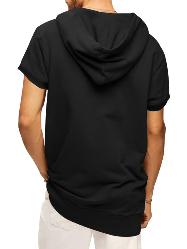 Men's Casual Hooded Short-Sleeve Knit T-shirt for Versatile Style