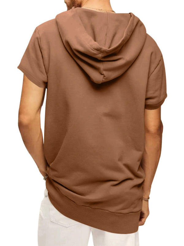 Men's Casual Hooded Short-Sleeve Knit T-shirt for Versatile Style