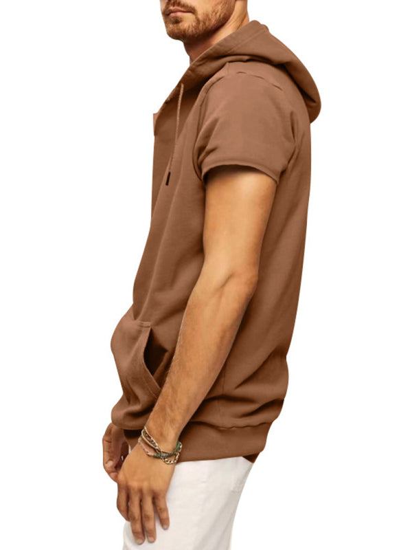 Men's Casual Hooded Short-Sleeve Knit T-shirt for Versatile Style