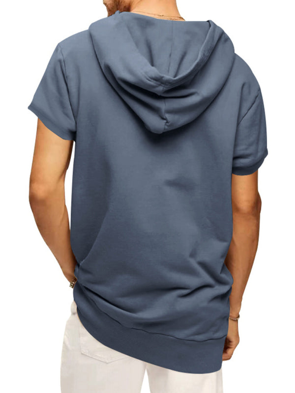 Men's Casual Hooded Short-Sleeve Knit T-shirt for Versatile Style