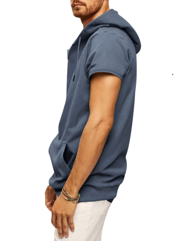 Men's Casual Hooded Short-Sleeve Knit T-shirt for Versatile Style