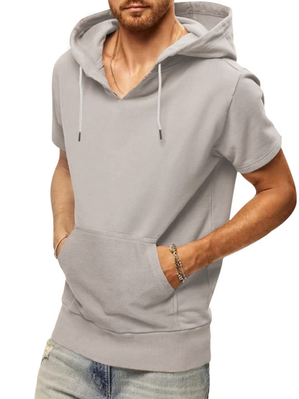 Men's Casual Hooded Short-Sleeve Knit T-shirt for Versatile Style