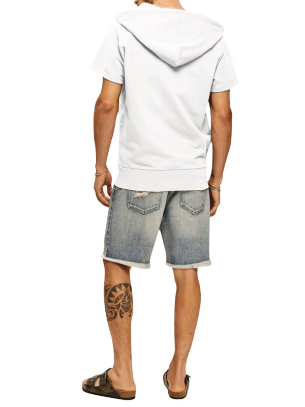 Men's Casual Hooded Short-Sleeve Knit T-shirt for Versatile Style