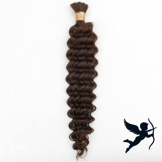 Medium Brown Deep Wave Bulk Human Hair Extensions