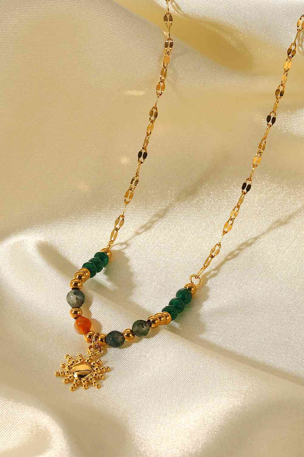 Natural Stone Sun Pendant Necklace for Radiant Style
