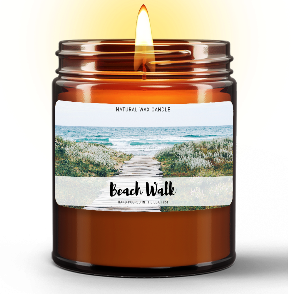 Candlefy Cupid Beauty Supplies candle Natural Wax Candle in Amber Jar, Beach Walk Scent (9oz)