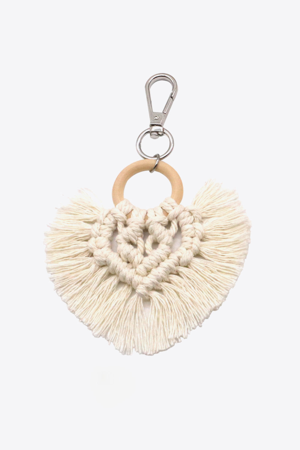 Trendsi Cupid Beauty Supplies Cream / One Size Keychains Assorted 4-Pack Heart-Shaped Macrame Fringe Keychain