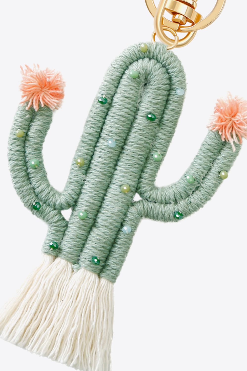 Trendsi Cupid Beauty Supplies Keychains Bead Trim Cactus Keychain with Fringe