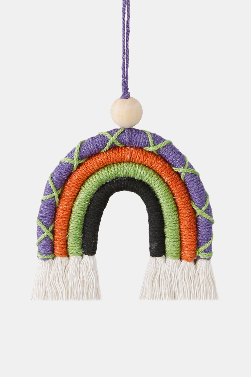 Trendsi Cupid Beauty Supplies Lavender / One Size Keychains Fringe Macrame Rainbow Shape Wood Bead Cotton Keychain