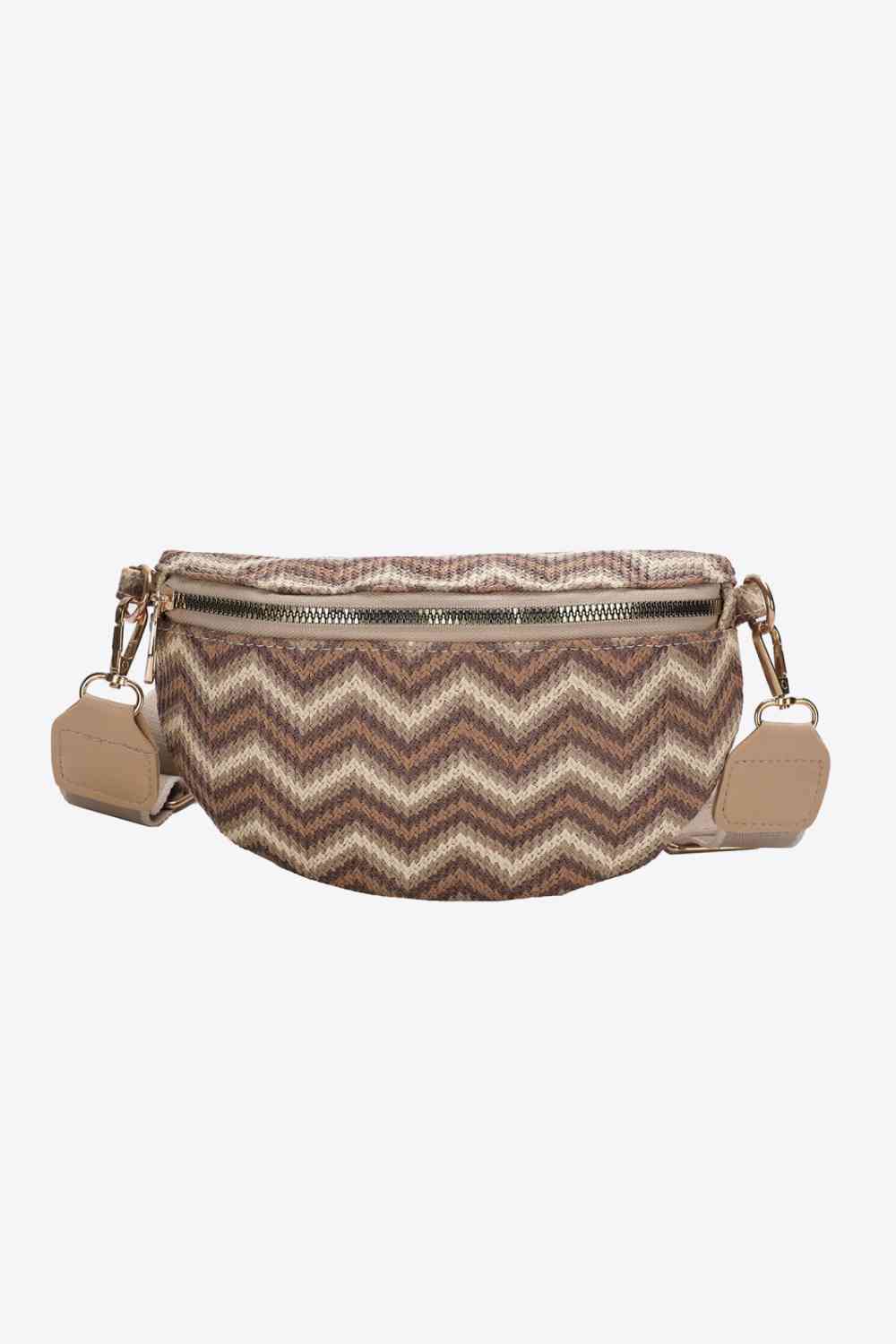 Cupid Beauty Supplies Cupid Beauty Supplies Caramel / One Size Women Sling Bag Chic Mini Chevron Straw Sling Bag - Striped Style, Elegance