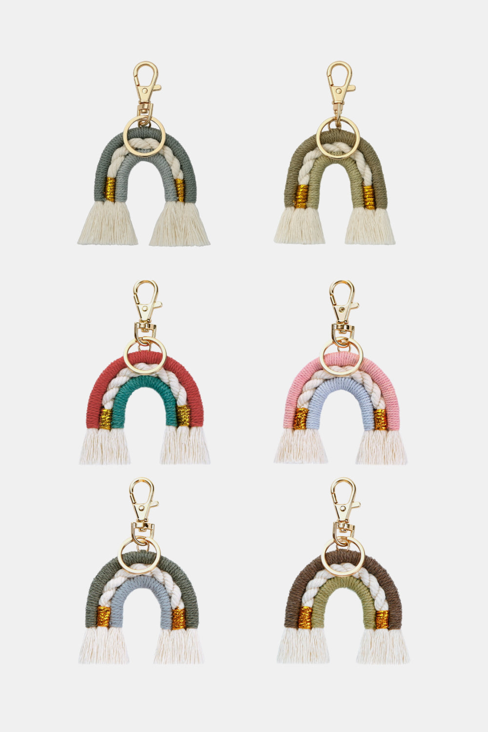 Trendsi Cupid Beauty Supplies Keychains 4-Pack Rainbow Tassel Key Chain, Color Varies