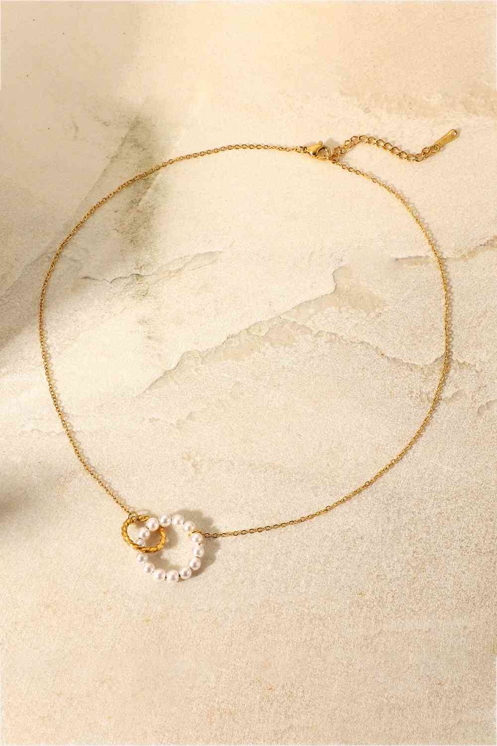 Pearl Hoop Link Necklace - Timeless Elegance