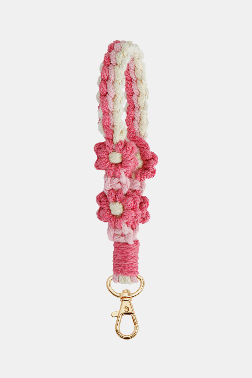 Trendsi Cupid Beauty Supplies Strawberry / One Size Keychains Flower Shape Wristlet Zinc Alloy Closure Macrame Key Chain